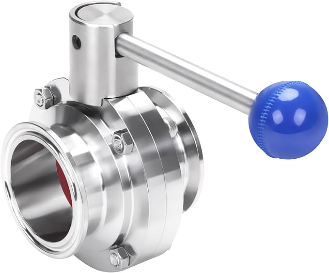 DERNORD 2 Pack 2 Inch Tri Clamp Sanitary Butterfly Valve with Pull Handle Stainless Steel 304 Tri Clamp Clover (2" Tube OD)