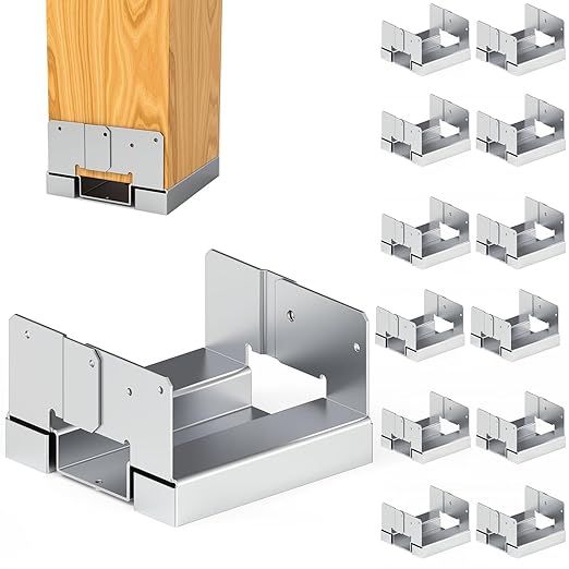 12 PCS 6x6 Post Anchor Base Adjustable Wood Post Brackets, Metal Post Base Holder for Concrete for Deck Patio/Gazebo/Pergola,Adjustable Galvanized Post Bracket, YTM356012