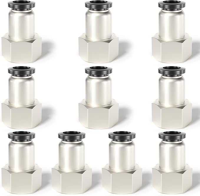 TAILONZ PNEUMATIC Female Straight 5/16 Inch Tube OD x 1/8 Inch NPT Thread Push to Connect Fittings PCF-5/16-N1(Pack of 10)