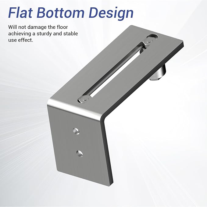 2 Pack Barn Door Bottom Floor Guide, Adjustable Roller Wall Mounted Stainless Steel Sliding Door Guides for Door Thick Up to 2 1/8"