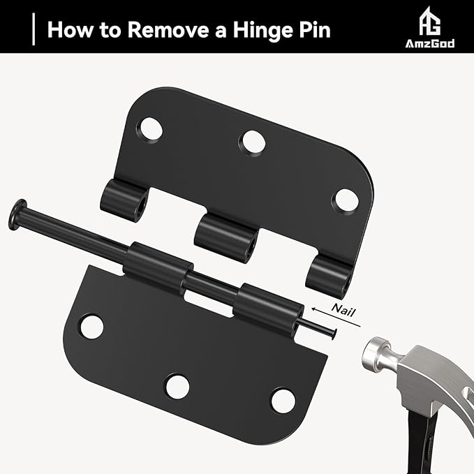 Door Hinges Matte Black - 108 Pack Black Door Hinges 3.5 Inch Rounded Interior Door Hinge with 5/8" Radius Corners - Black Hinges for Doors 3 1/2 Inches Flat Iron Residential Door Hardware