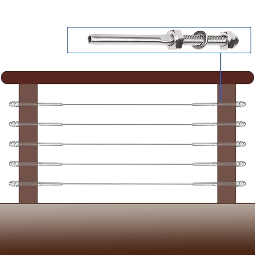 BLIKA 100 Pack 1/8" Cable Railing Swage Threaded Stud Tension End Fitting Terminal for 1/8" Deck Cable Railing Hardware, T316 Stainless Steel, Swage Threaded Terminal for 2"x2" Wood/Metal Posts