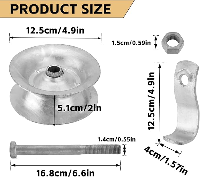 Sliding Gate Rollers 5" Heavy Duty Galvanized Steel Track Roller for 1 5/8" Pipe Track Easy Install (Pack of 1)