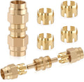 Brass DOT Air Brake End Fitting，2PCS 3/8” OD Union Tube with 4 PCS Brass Fitting Sleeve Tube, Air Brake Hose Fittings for Air Brake Systems-Industrial Use or Trucks Trailers