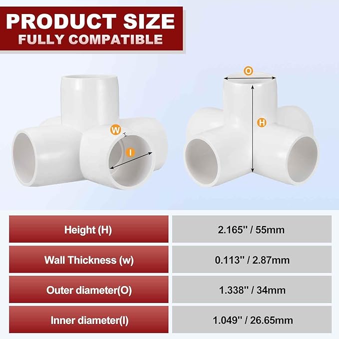 12Pcs 3/4" Elbow PVC Fitting, SCH40 5-Way Cross Furniture Grade PVC Pipe Fitting, DIY Corner Elbow Connector for Building Furniture, Greenhouse Frame Connection, Socket x Socket
