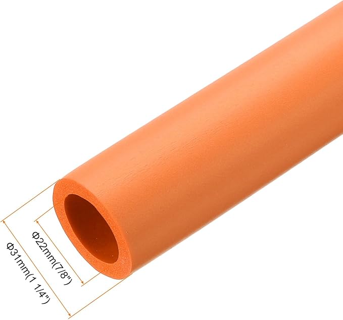 uxcell Foam Tubing for Handle Grip Support, Pipe Insulation Outside Pipe Lagging, 22mm(7/8") ID 31mm(1 1/4") OD 1m Orange