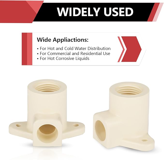 (Pack of 20) EFIELD 1/2"Slip x 1/2"Female Thread CPVC-CTS 90-Degree Wing Elbow (With Drop Ear),(CPVC045-10-20PCS)
