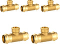5-Pack HeSun Copper Pressure Fitting Tee, 1/2"PRESS x 1/2"PRESS x 1/2"Female NPT Tee, LF Brass