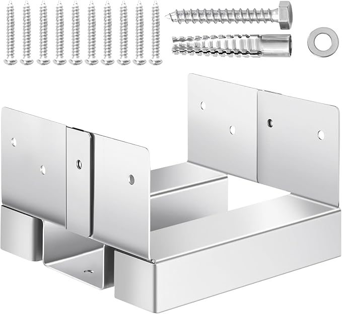 VEVOR 6x6 Post Base 10 Pcs, Inner Size 5.49x5.57inch/139.5x141.5mm Concrete Post Anchor, Heavy-Duty Zinc-Plated Carbon Steel Posts Brackets with 1 Inch Standoff Elevation, for Concrete Pergolas Patio