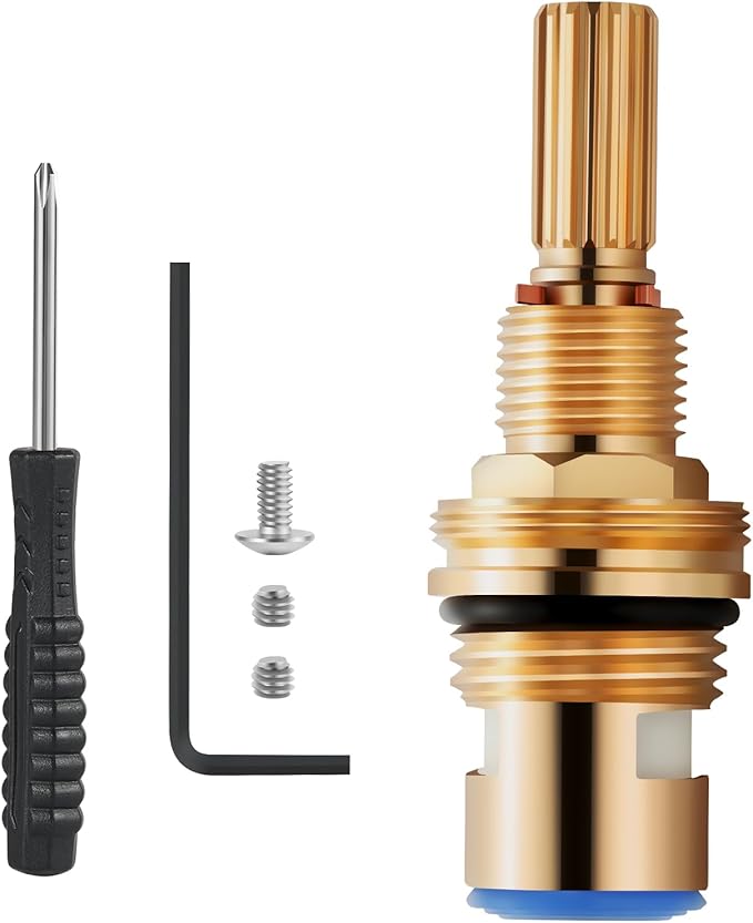 Brass 1-001 Cold Cartridge, Compatible With Brass 1-001 Cartridge, Faucet Cartridge for Bathroom Basin Faucet, Brass Constructio (1-001 Cold Cartridge)