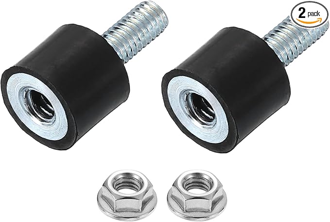 uxcell M4 Rubber Mounts, 2Pcs 10x8mm(DxH) Rubber Cylindrical Anti Vibration Isolator Shock Absorber with Lock Nut for Car Bobbin Generator Air Compressors