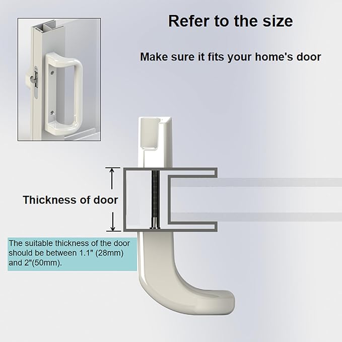 House Guard White Patio Door Handle Set with Mortise, Suitable for Replacement Doors Lock 3-15/16”Screw Hole Spacing.Choices That Add a Unique to Your Patio Glass Sliding Door.