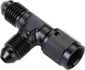 4AN Male Flare Tee T Fitting Adapter with AN4 Female Swivel On Run Aluminum Black