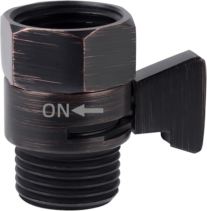Hibbent All Metal 1 Pack Shower Head Flow Control Valve, G1/2 Brass Shut-off Valve with Handle Lever, Shut OFF Water Flow Control Regulator for Handheld Shower, or Bidet Sprayer, Oil-Rubbed Bronze