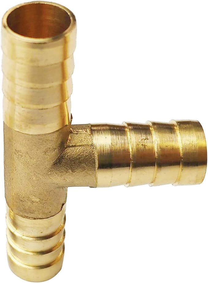2PCs 3/8" Brass Hose Barb Fitting Tee 3 way Barbed Splicer Mender Union Fitting with 6PCs Hose Clamp for Oil Water Air
