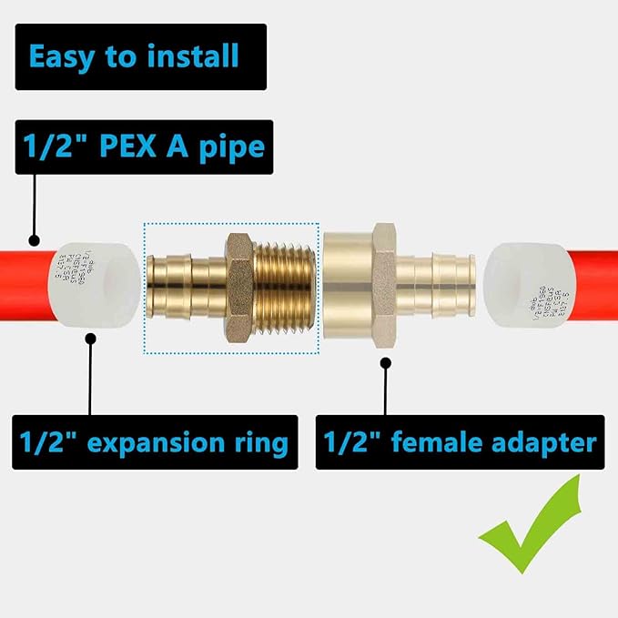 (10 Pack) Lidertik PEX A Fittings 1/2 Inch Expansion Male NPT Adapter, 1/2" PEX F1960 to 1/2" NPT Male Threaded Adapter Brass