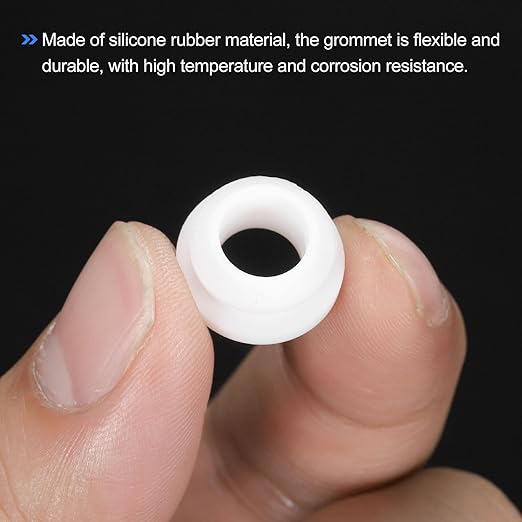 MECCANIXITY 20Pcs Snap Silicone Rubber Grommet Plug Mount Dia 11mm ID 8mm Narrow Groove Width 2mm Seal Anti-Scratch Sleeves for Electrical Box Cable Pipes White