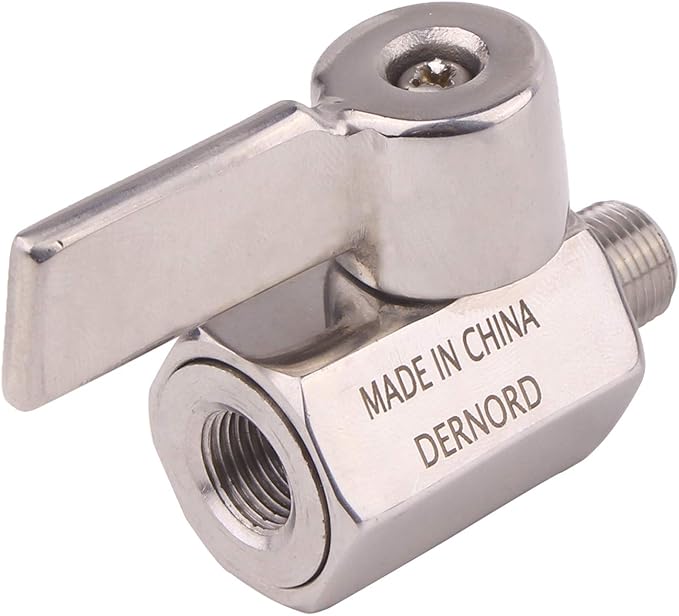 DERNORD 1/8 Inch Stainless Steel Mini Ball Valve NPT FxM Thread with Stainless Handle(Pack of 2)