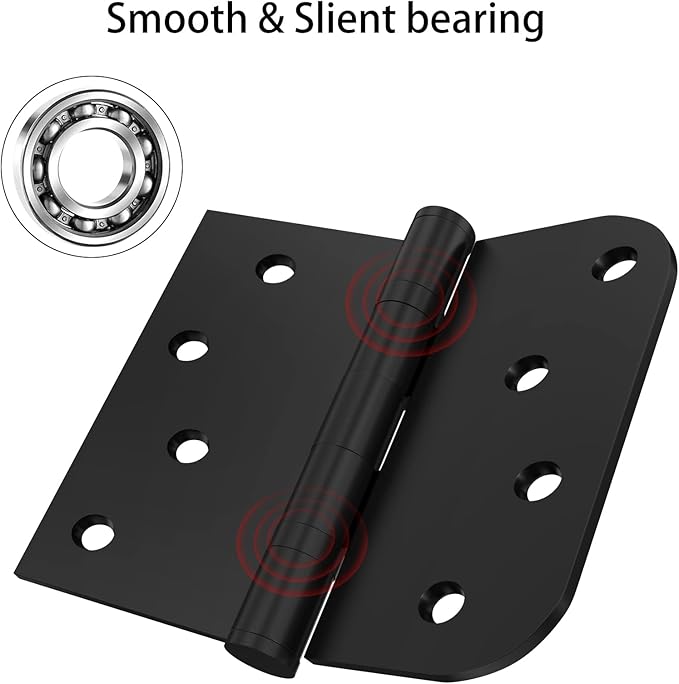 3 Pack 4in Black Door Hinges Stainless Steel Hinges Interior Door Hinges Black Matte with Square & Round Corners Perfect for Heavy-Duty Front & Back Door, Antirust & No Squeaks