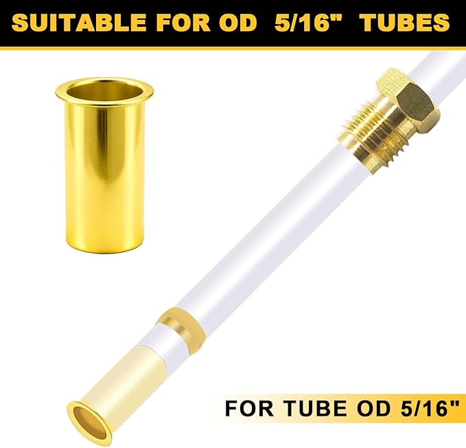 Siptenk 80PCS Brass Compression Tube Inserts for OD 5/16", Insert Tube Support Compression Sleeve Fitting, Sleeve Ferrules for Oil Water Air Pipe