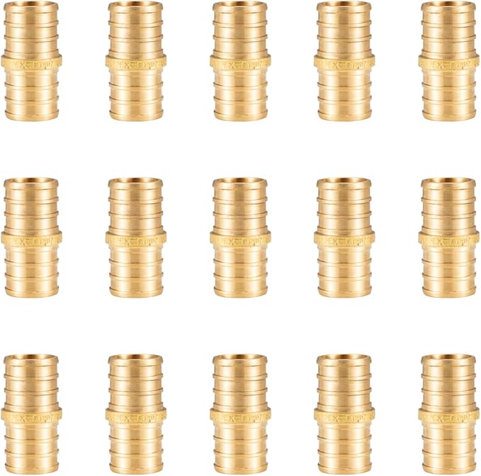 WMAXPFIT(15 Pack) 3/4 Inch PEX Coupling F1807, LF Brass crimp fitting for PEX-b pipe