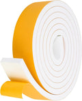 Weather Stripping Seal (2 Inch X 1/2 Inch) for Door Window, 10Feet High Density Foam Tape, Soundproofing, Insulation Strip, Door Sealers for Door Frame- White
