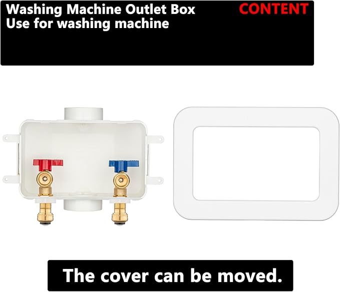 (1 Pack) Lidertik Washing Machine Outlet Box Push to Connect with Center Drain, Inlet 1/2 inch Push to Connect x Outlet 3/4 inch Male Thread LI-XYJH-550-LK