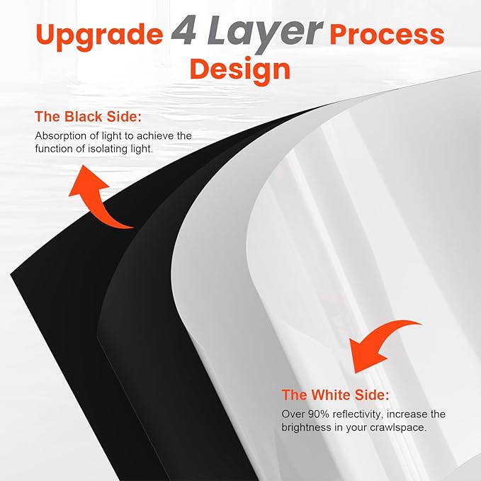 ABESTORM Crawl Space Vapor Barrier 10 Mil Film 10'x100' Thick Plastic Sheeting Drop Cloth Vapor Barrier Covering for Crawlspace, Encapsulation, Blackout Plastic Painters Tarp, Black and White Film