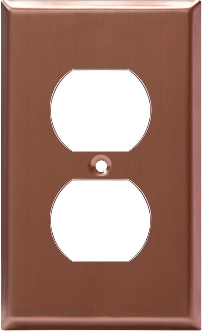 ENERLITES Duplex Receptacle Metal Wall Plate, Stainless Steel Outlet Cover, Corrosion Resistant, Standard Size 1-Gang 4.50" x 2.76", Stainless Steel 201, 7721-BRG, Brushed Rose Gold