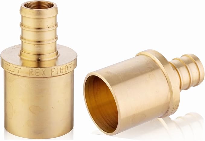 (Pack of 2) EFIELD PEX Crimp Brass Fitting 1" x 1" Male Sweat Copper Adapter (Inside Copper Tube), ASTM F1807,(PEX1807119-2PCS)