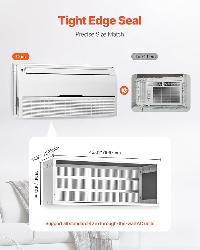 VEVOR Air Conditioner Wall Sleeve, 42 in Through The Wall Air Conditioner Sleeve, Exterior Grille, Wall AC Sleeve, Fit Most Brands of Through The Wall Air Conditioner, Durable and Weather-Resistant