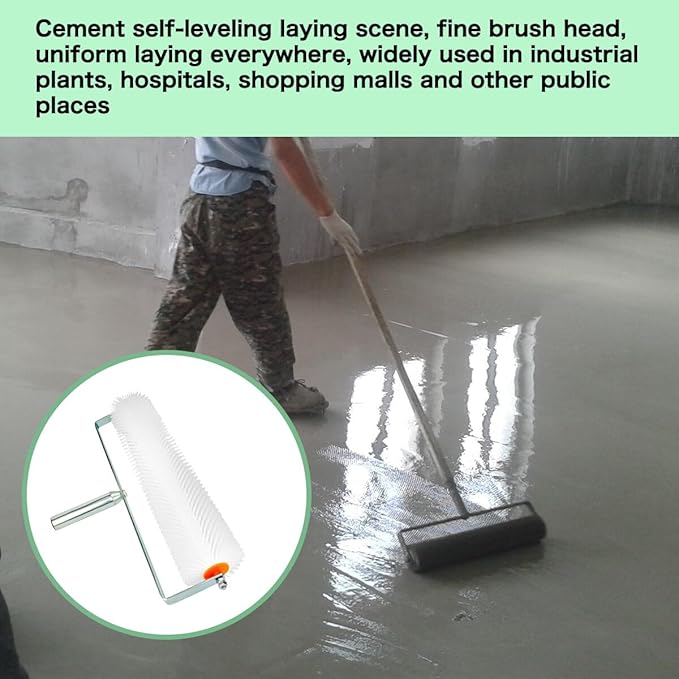 Spiked Screeding Compound Roller, 20" x 1" Remove Bubble Smooth Level Screed Surface with 5.48Feet Extension Pole for Self Leveling Concrete & Epoxy Floors