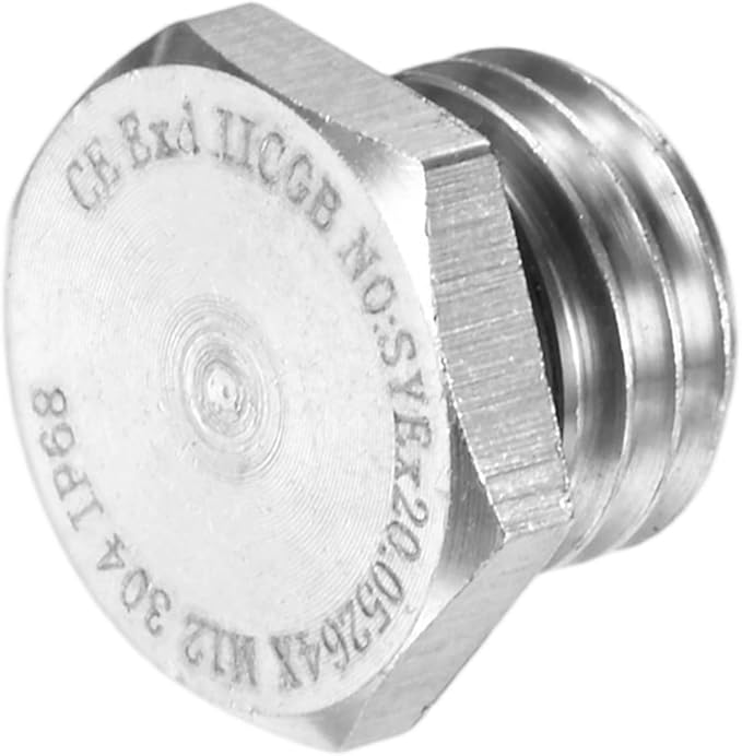 1-Pack Outer Hex Head Thread Pipe Plug Fitting, M12x1.5mm Male 304 Stainless Steel Solid Thread Bung Plug with Sealing Ring for Terminating Pipe Ends