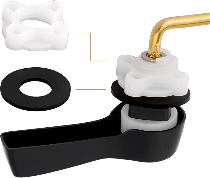 Hibbent 2 Pack Universal Front Mount Toilet Handle Tank Flush Lever Replacement Handle with 2 Pieces Stainless Steel Flapper Chains for Most Front Mount Toilets - Matte Black Finish