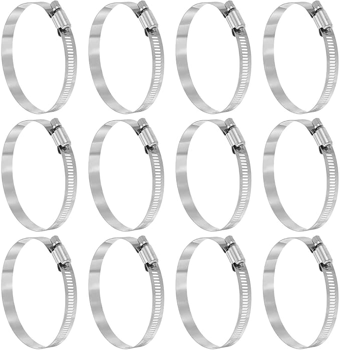 HARFINGTON 12 Pcs Hose Clamp 2-13/16"-3-3/4" (72-95mm) 304 Stainless Steel Adjustable Worm Gear Hose Clamp with Phillips Screw Assortment Kit for Fuel Line Pipe Plumbing Automotive Tube