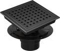 6 Inch Square Shower Floor Drain, Shower Drain Kit with Flange, Square Shower Drain, SUS 304 Stainless Steel Floor Drain,Matte Black