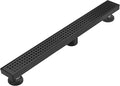 Linear Shower Floor Drain, Matte Black 30 Inch 304 Stainless Steel Bathroom Drains Kit, Long Rectangular Shower Trench Drain with Square Pattern Drain Cover & Hair Catcher