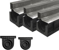 Slot Channel Drain with 304 Stainless Steel Grate-39.4Lx6.1Wx8.6H in. Deep Profile Trench Drain System for Landscaping,3 Pack Total Length 118.2in,A15 Hidden Drain Channel