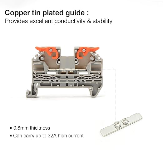 50Pcs KV2.5 Terminal Blocks, 28-12 AWG Compact Wire Conductor Wiring Connectors, DIN Rail Mounted Terminal Blocks, CE