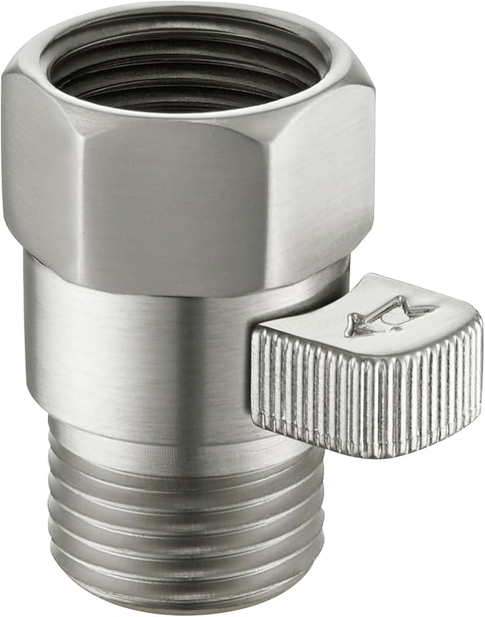 Water Flow Control Valve, Angle Simple Brass Shower Shut Off Valve, Flow Restrictor for Handheld Shower, Bidet Sprayer, Brushed Nickel