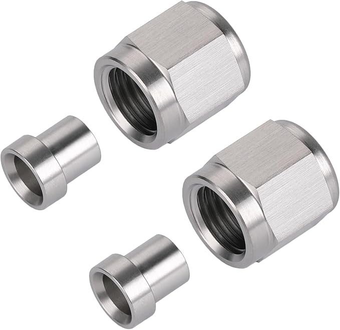 3AN Hardline Stainless Steel Tube Nut and Sleeve Fitting for 3/16" OD Tubing, 2 Sets