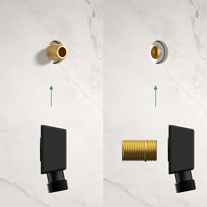 100% Brass Wall Mounted Supply Elbow, Wall Elbow for Hand Shower, Solid Brass Wall Supply Elbow, Check Valve Included (Matte Black)