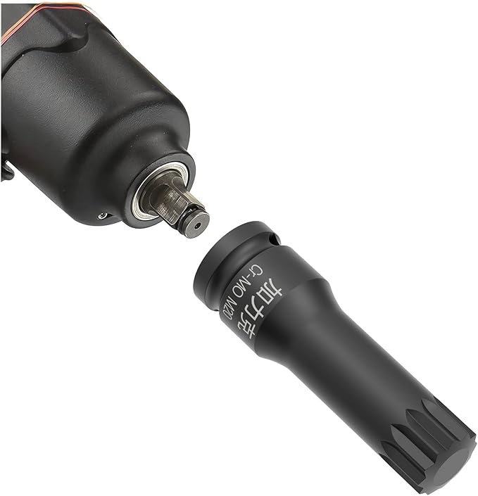 1/2-Inch Drive x M20(20mm） Impact XZN Triple Square Spline Bit Socket, Metric Lengthen Screwdriver Socket Adapter, 3-Inch Length, CR-MO Steel, One-Piece Construction, Black