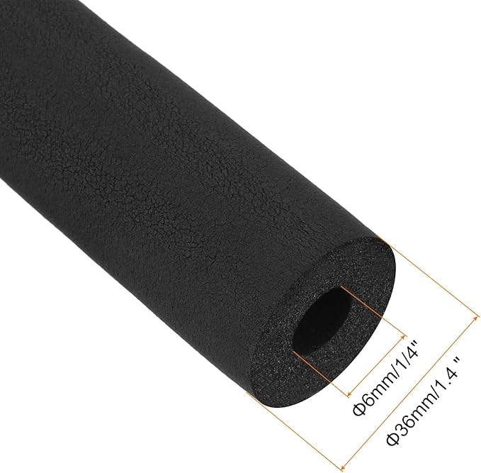 uxcell Foam Tubing for Handle Grip Support, Pipe Insulation Outside Pipe Lagging, 6mm(1/4") ID 36mm OD 1m Black