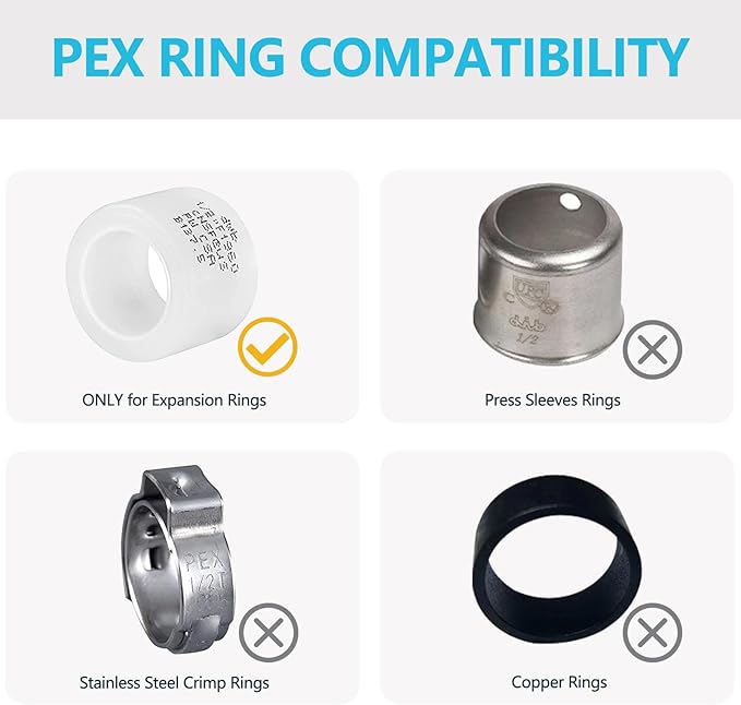(20-Pack) Seelink 1/2" x 1/2" x 3/4" PEX-A Tee Expansion Fittings, for PEX Tubing Pipe Hose Fittings, ASTM F1960(PEX1960048-20Pack)