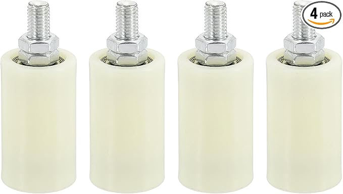 PATIKIL 2.8" x 1.6" Slide Gate Guide Roller, 2Set Adjustable Nylon Rollers for Sliding Rolling Gate of Balconies Bedrooms Bathrooms Shops Industry, White