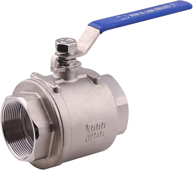 DERNORD Full Port Ball Valve Stainless Steel 304 Heavy Duty for Water, Oil, and Gas with Blue Locking Handles (3" NPT)