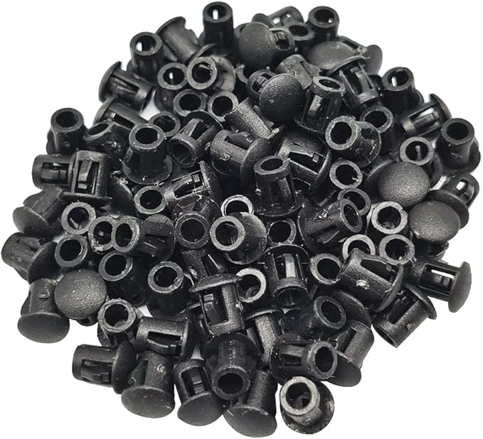 Hole Plugs 3/16" Plastic Flush Type Hole Plugs Snap in Locking Hole Tube Screw Caps Drilling Cover Plugs Fastener Covers for Kitchen Cabinet Furniture Black 100 Pack