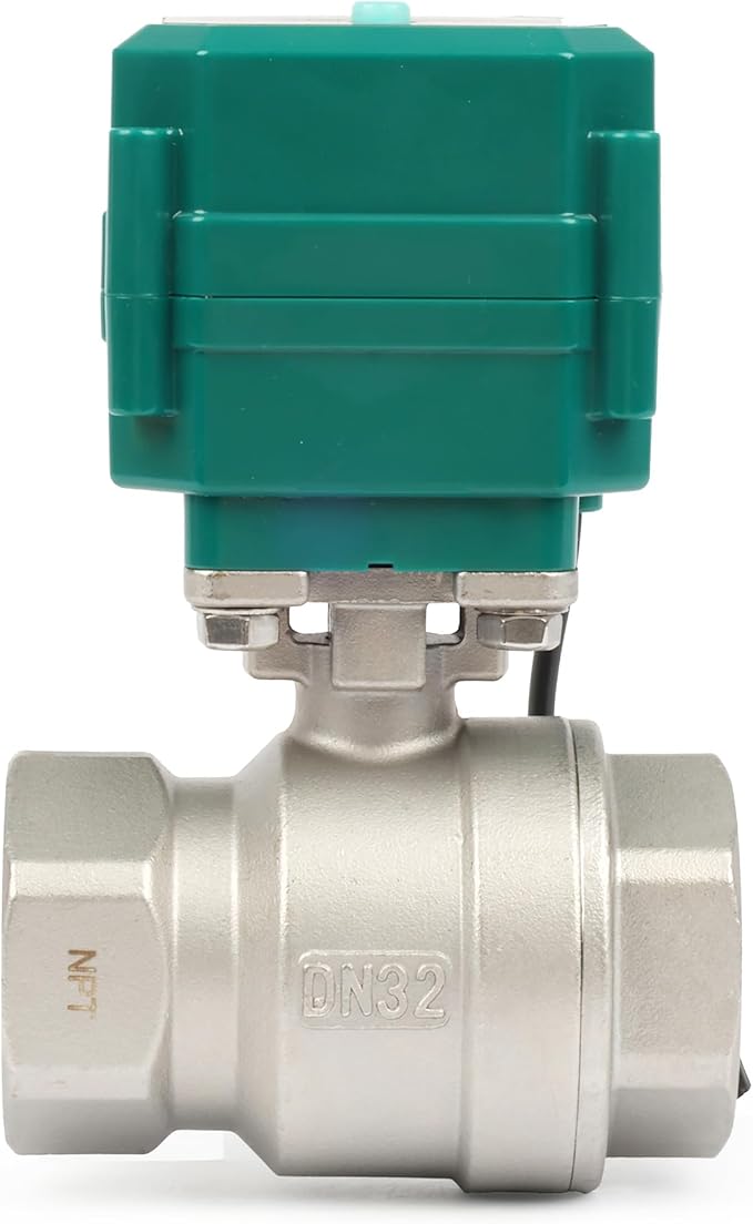 U.S. Solid 1-1/4" Smart Motorized Ball Valve - Stainless Steel Remote App Mobile-control Electrical Ball Valve with Manual Switch, Plug Connection