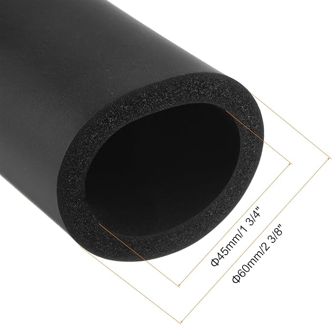 uxcell Foam Tubing for Handle Grip Support, Pipe Insulation Outside Pipe Lagging, 45mm(1 3/4") ID 60mm(2 3/8") OD 1m Black
